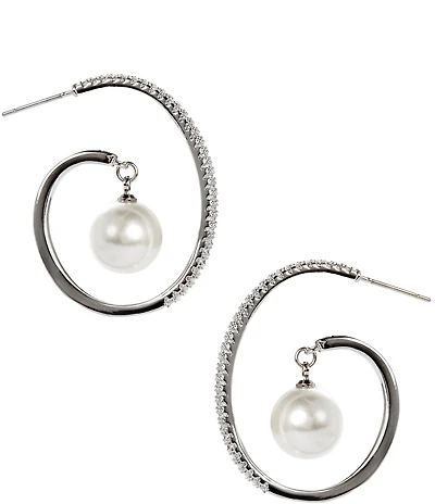C by Cezanne CZ Swirl Hoop Earrings