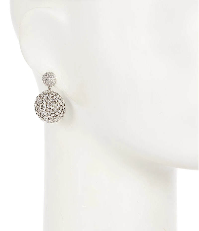 C by Cezanne Half Dome CZ Drop Earrings