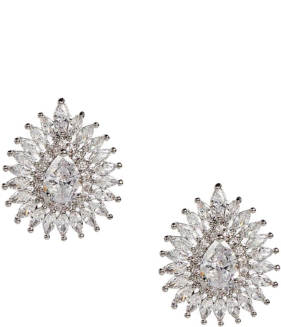 C by Cezanne Mix Stone Halo Teardrop Drop Earrings