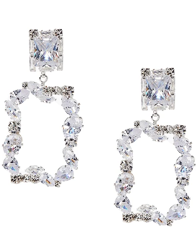C by Cezanne Mix Stone Square Orbital Earrings