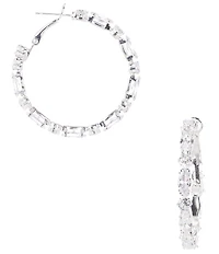 C by Cezanne Mixed CZ Stone Hoop Earrings