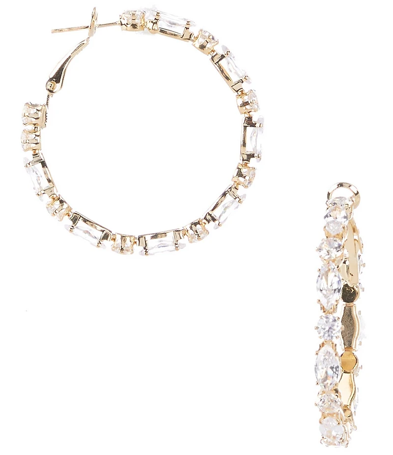 C by Cezanne Mixed CZ Stone Hoop Earrings