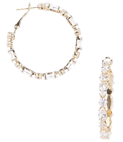 C by Cezanne Mixed CZ Stone Hoop Earrings