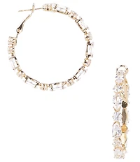C by Cezanne Mixed CZ Stone Hoop Earrings