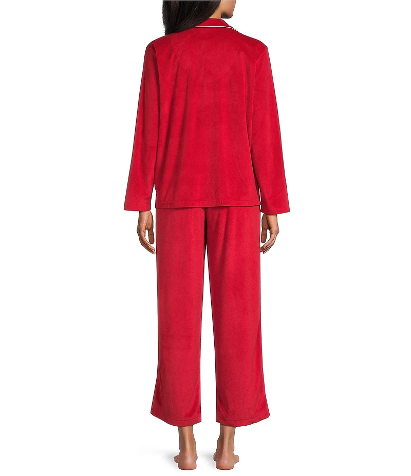 Cabernet Long Sleeve Notch Collar Fleece Pajama Set