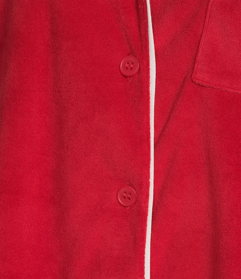 Cabernet Petite Size Long Sleeve Notch Collar Fleece Holiday Pajama Set