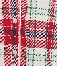 Cabernet Petite Size Long Sleeve Notch Collar Long Fleece Plaid Print Holiday Pajama Set