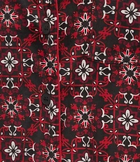 Cabernet Petite Size Long Sleeve Notch Collar Long Fleece Tile Print Holiday Pajama Set