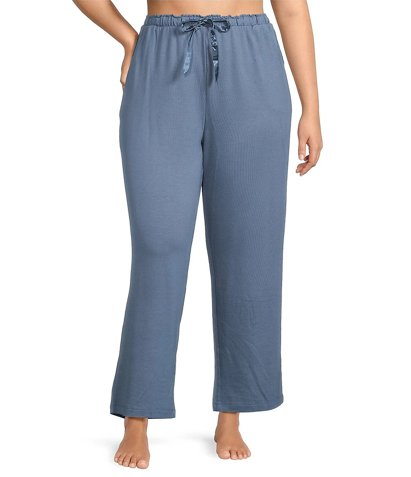 Cabernet Plus Size Solid French Terry Wide Leg Coordinating Sleep Pants