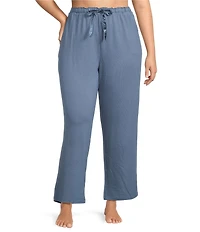 Cabernet Plus Size Solid French Terry Wide Leg Coordinating Sleep Pants