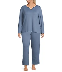 Cabernet Plus Size Solid French Terry Wide Leg Coordinating Sleep Pants