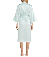 Cabernet Satin 3/4 Sleeve Coordinating Dotted Wrap Robe