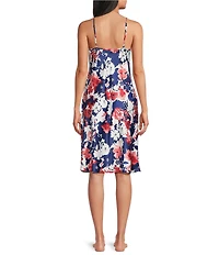 Cabernet Satin Brush Floral Print Sleeveless V-Neck Chemise