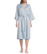 Cabernet Satin Dotted 3/4 Sleeve Coordinating Wrap Robe