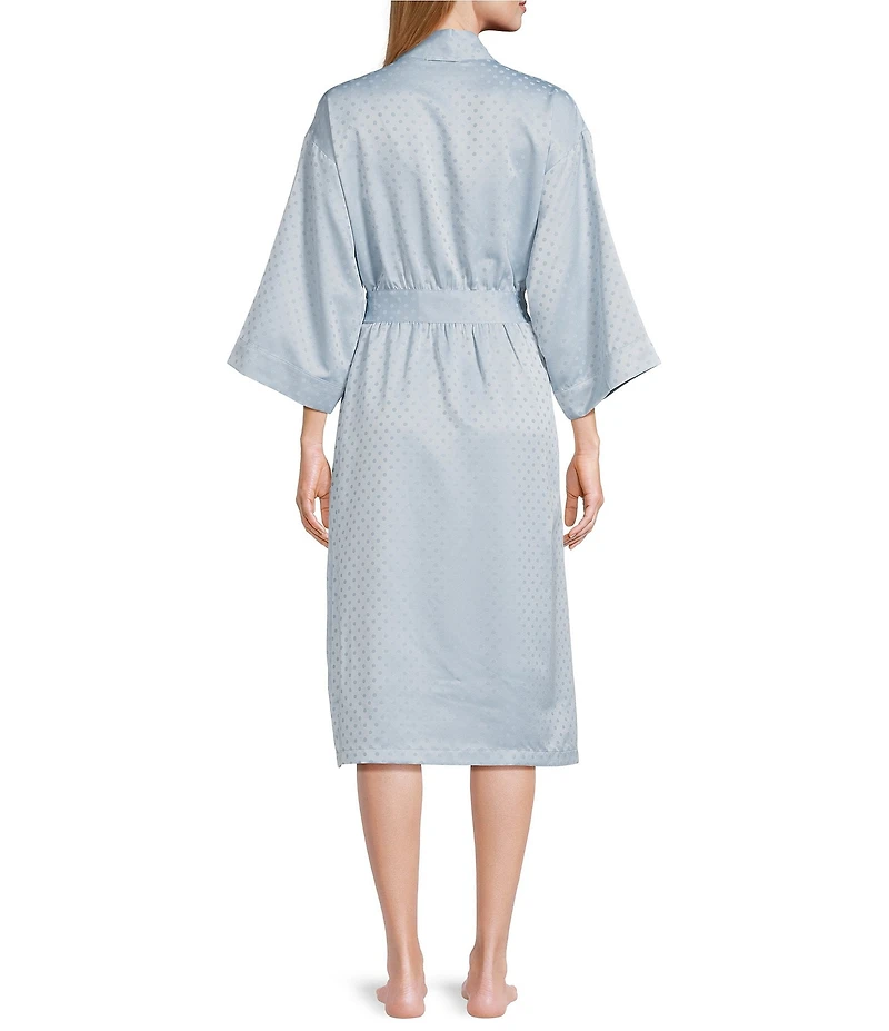 Cabernet Satin Dotted 3/4 Sleeve Coordinating Wrap Robe