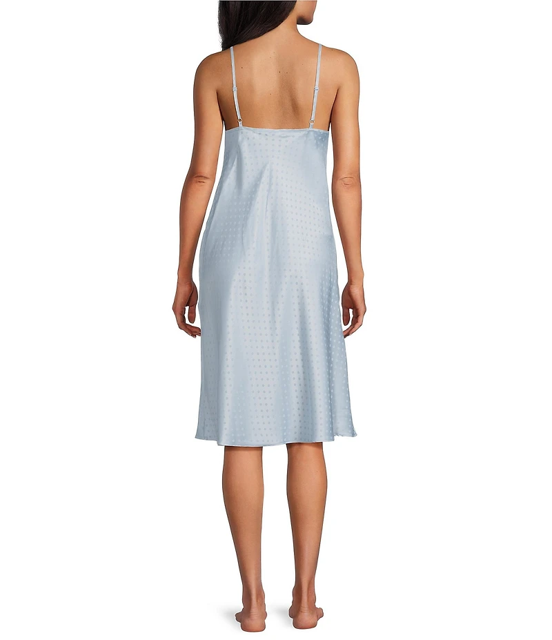 Cabernet Satin Dotted Print Sleeveless V-Neck Chemise