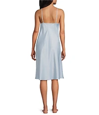 Cabernet Satin Dotted Print Sleeveless V-Neck Chemise