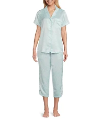 Cabernet Satin Dotted Short Sleeve Notch Collar & Pant Pajama Set