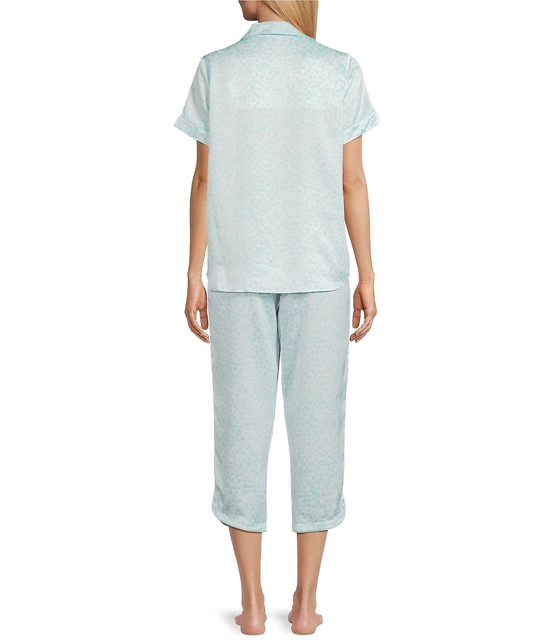 Cabernet Satin Dotted Short Sleeve Notch Collar & Pant Pajama Set