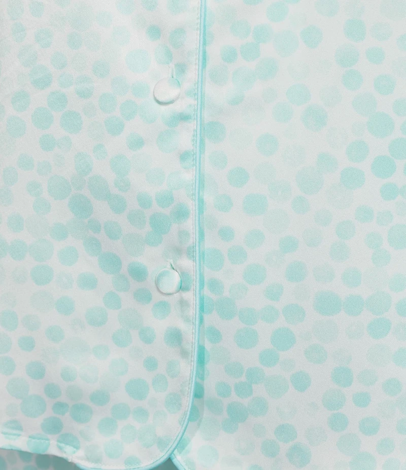Cabernet Satin Dotted Short Sleeve Notch Collar & Pant Pajama Set