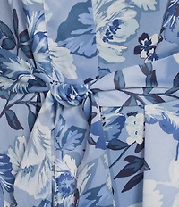 Cabernet Satin Floral Print 3/4 Sleeve Coordinating Wrap Robe