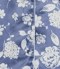 Cabernet Satin Floral Short Sleeve Button Front Notch Collar Capri Pajama Set