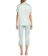 Cabernet Satin Floral Short Sleeve Notch Collar & Pant Pajama Set