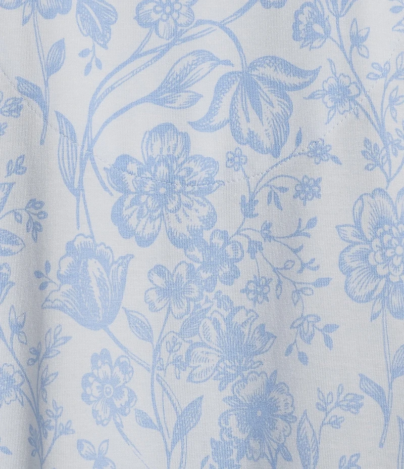 Cabernet Short Sleeve Notch Collar Button-Front Floral Knit Sleepshirt
