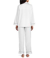 Cabernet Solid Contrast Piping Coordinating Satin Pajama Set