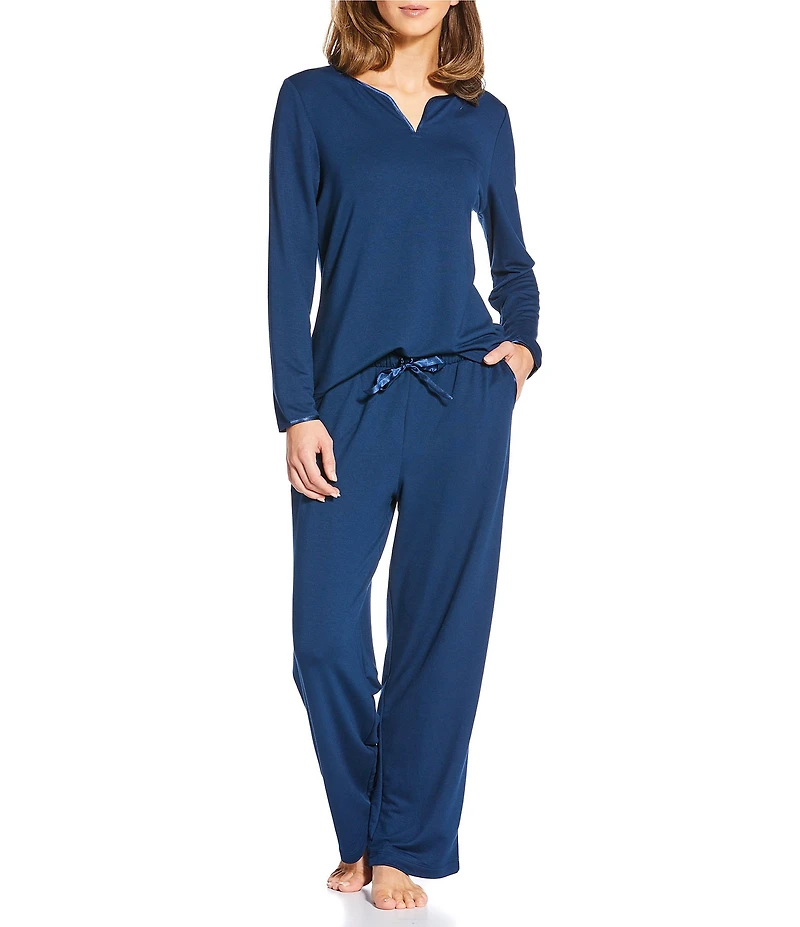 Cabernet Solid French Terry Wide Leg Coordinating Sleep Pant