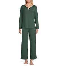 Cabernet Solid French Terry Wide Leg Coordinating Sleep Pant