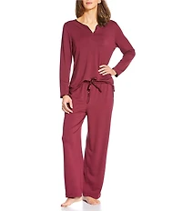 Cabernet Solid French Terry Wide Leg Coordinating Sleep Pant