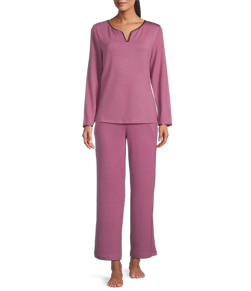Cabernet Solid French Terry Wide Leg Coordinating Sleep Pant