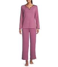 Cabernet Solid French Terry Wide Leg Coordinating Sleep Pant