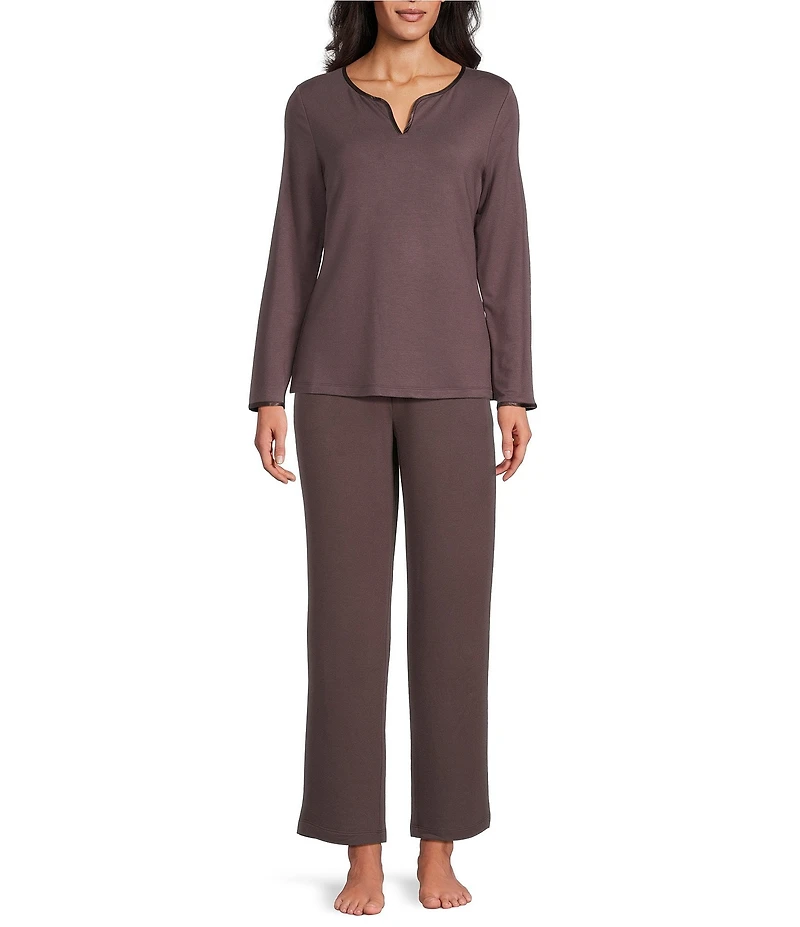Cabernet Solid French Terry Wide Leg Coordinating Sleep Pant