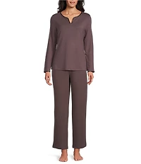 Cabernet Solid French Terry Wide Leg Coordinating Sleep Pant