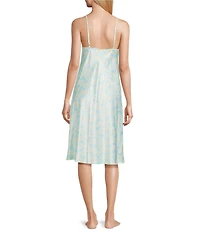 Cabernet Woven Satin Floral Print Sleeveless V-Neck Chemise