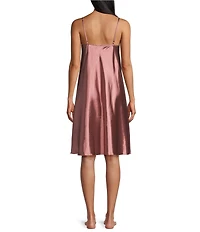 Cabernet Woven Solid Satin Sleeveless V-Neck Pocketed Chemise