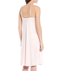 Cabernet Woven Solid Satin Sleeveless V-Neck Pocketed Chemise