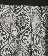 Calessa Abstract Embroidered Square Neck Short Sleeve Tunic