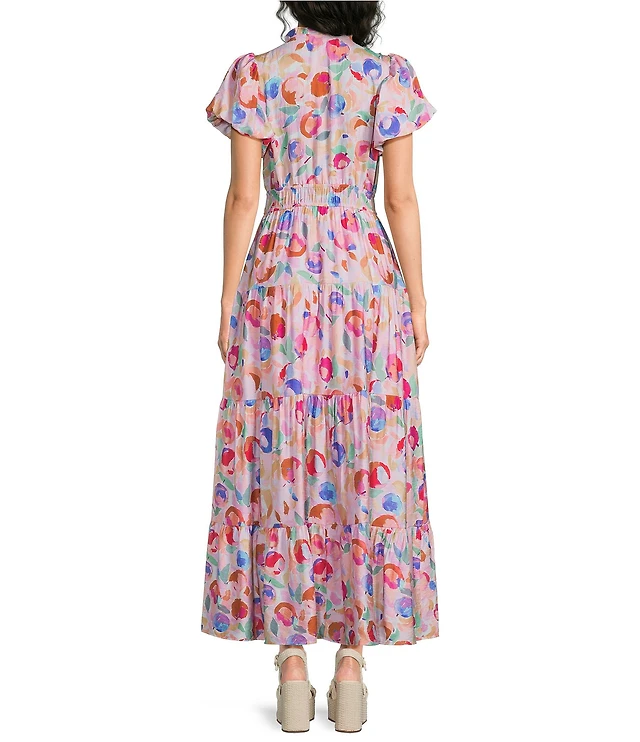 Calvin Klein Abstract Print Crew Neck Short Sleeve Belted A-Line Midi Dress  | Liberty Center