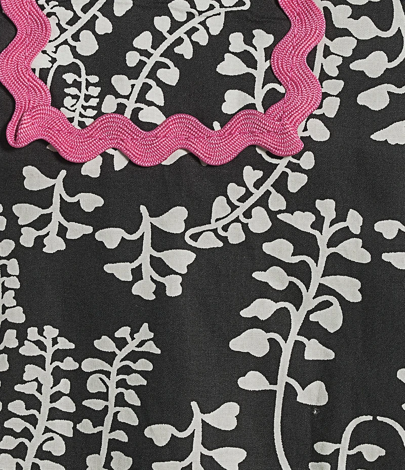 Calessa Abstract Print Contrast Ric Rac Ruffle Layered Sleeve Top