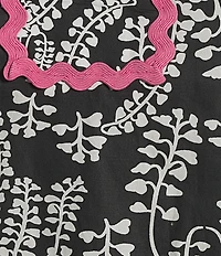 Calessa Abstract Print Contrast Ric Rac Ruffle Layered Sleeve Top