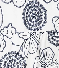 Calessa Allover Embroidery V-Neck Short Sleeve A-Line Dress