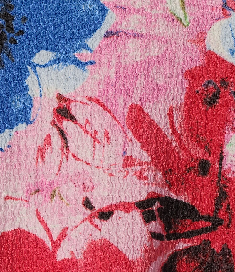 Calessa Antique Floral Print Crew Neck Bracelet Sleeve Tunic