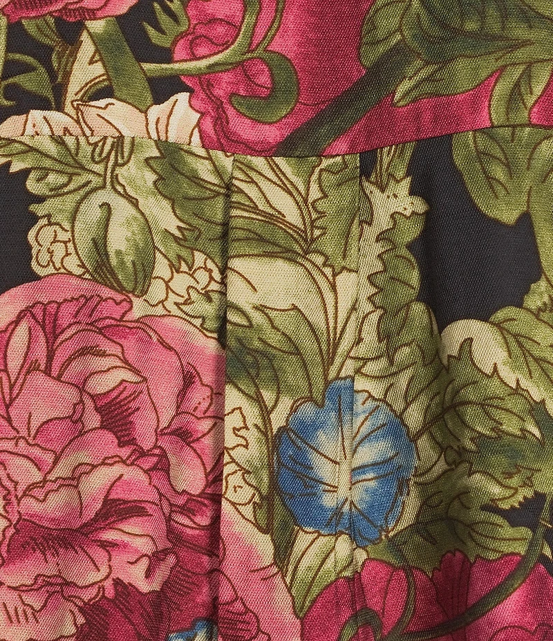 Calessa Autumn Garden Banded Split V-Neck 3/4 Sleeve Coordinating Tunic