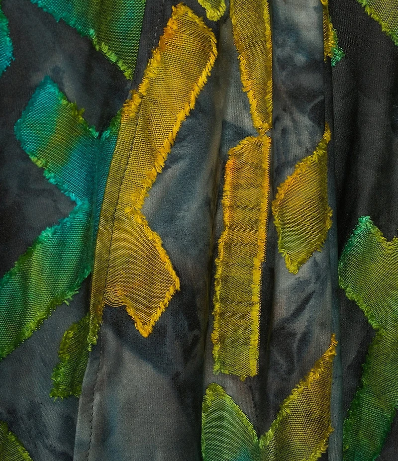 Calessa Burnout Knit Tie-Dye Long Sleeve Open-Front Cardigan