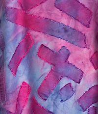 Calessa Burnout Knit Tie-Dye Round Neck Short Sleeve Asymmetric Hem Tunic