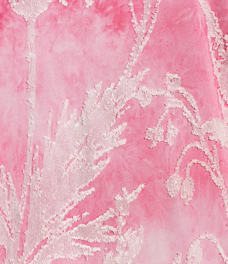 Calessa Burnout Stretch Tie Dye Asymmetric Hem Tunic