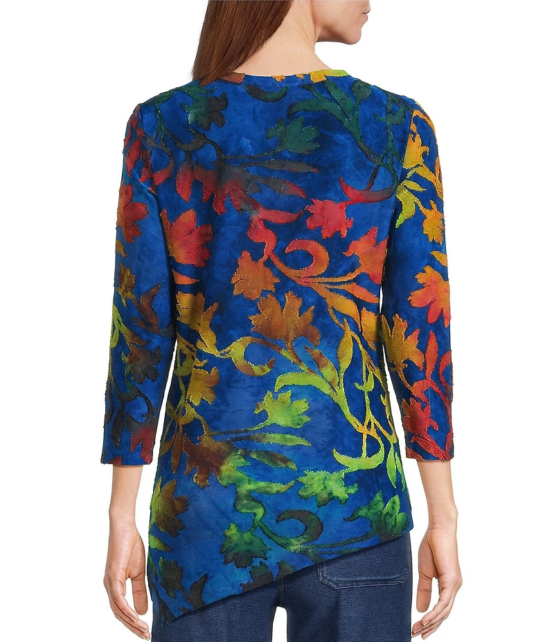 Calessa Burnout Tie-Die Crew Neck Short Sleeve Top